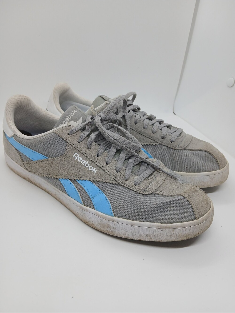 ​Reebok Royal Alperez CV Grey Canvas Blue Stripe Sneakers Mens 10 Low Top